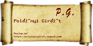 Polónyi Girót névjegykártya